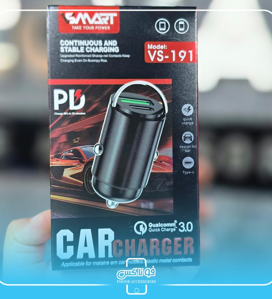 تصویرشارژر فندکی وی اسمارت V-Smart 30W مدل 191