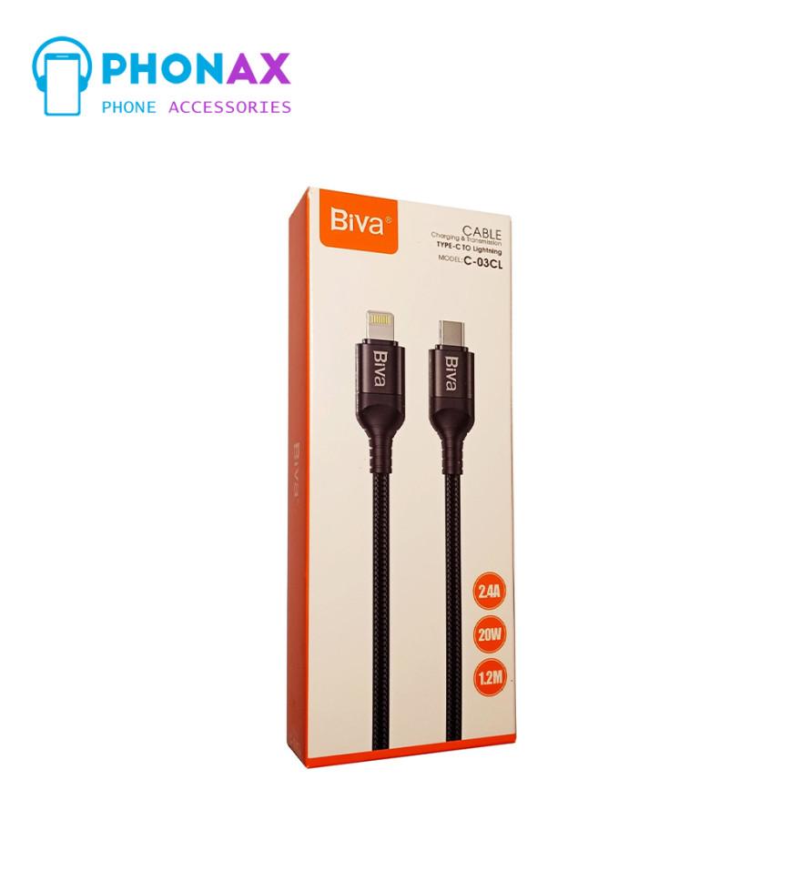 تصویرکابل لایتنینگ به Type C بیوا Biva C-03CL طول 1.2 متر شدت توان 20 وات