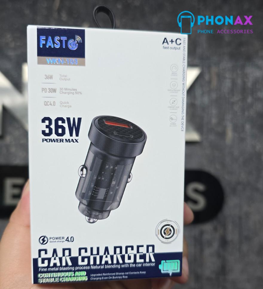 تصویرشارژر فندکی سوپرفست شارژ 36W CAR CHARGER