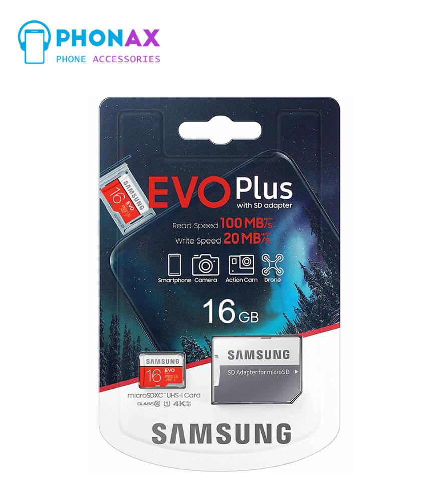 تصویرکارت حافظه microSDXC سامسونگ مدل Evo Plus کلاس 10 استاندارد UHS-I U3 همراه با آداپتور SD ظرفیت 16 گیگابایت با گارانتی مادام العمر