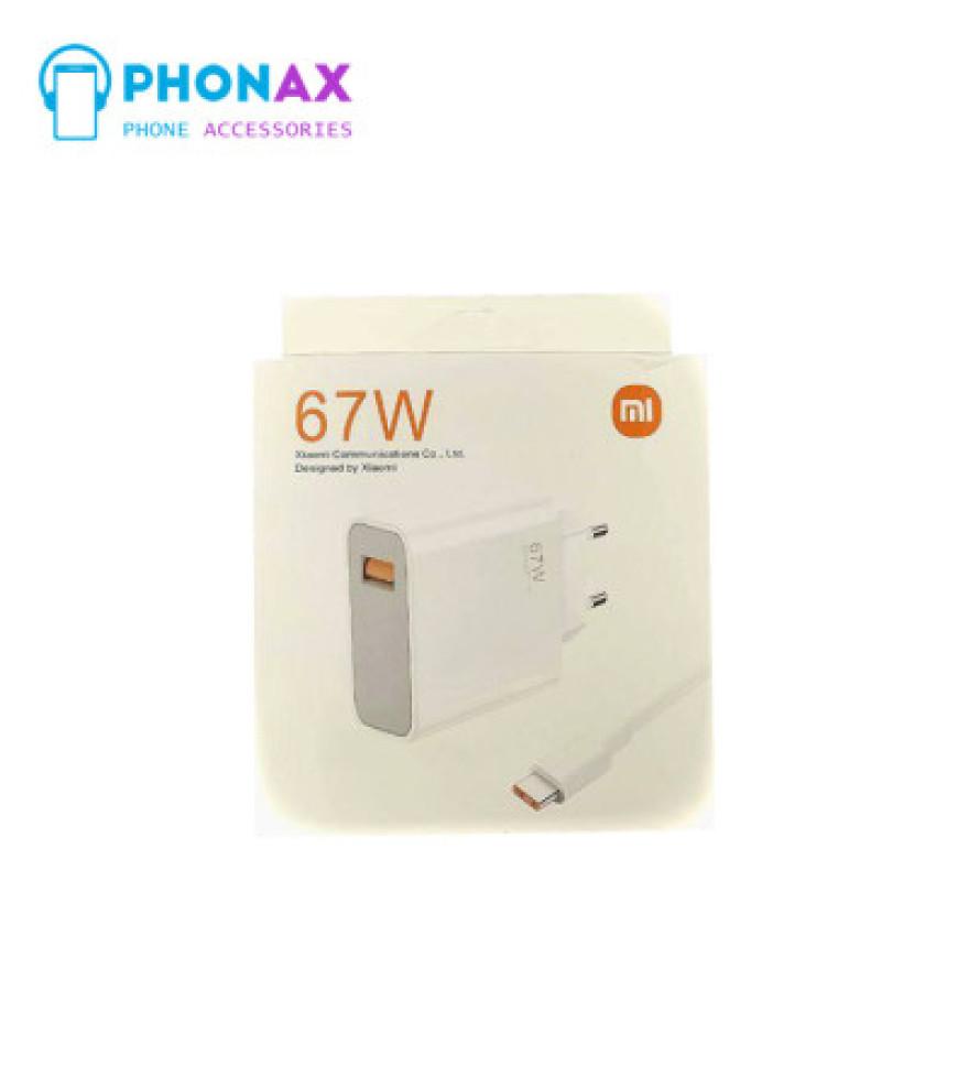 تصویرشارژر شیائومی مدل 67 وات به همراه کابل تبدیل USB-C نمایش ثانیه شمار روی گوشی با 6ماه گارانتی
