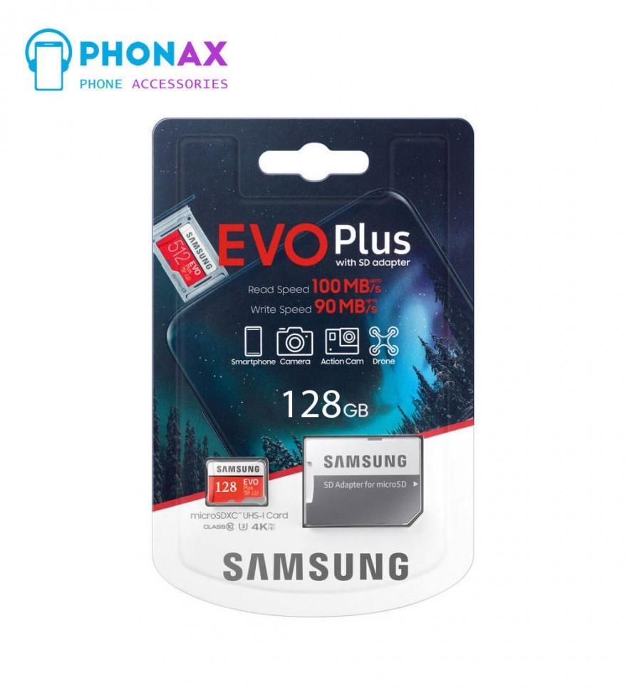 تصویرکارت حافظه microSDXC سامسونگ مدل Evo Plus کلاس 10 استاندارد UHS-I U3 همراه با آداپتور SD ظرفیت 128 گیگابایت با گارانتی مادام العمر