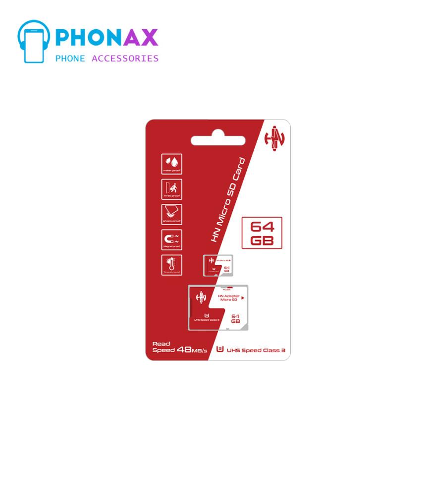 تصویرکارت حافظه microSDXC HN همراه با آداپتور SD ظرفیت 64 گیگابایت با گارانتی مادام العمر